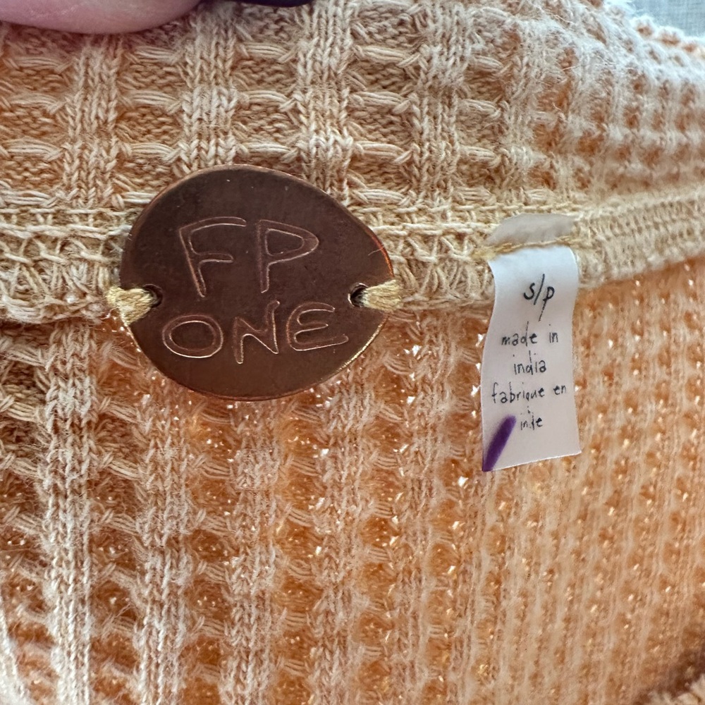 Free People Tan Waffle Knit Top - Picture 2 of 3